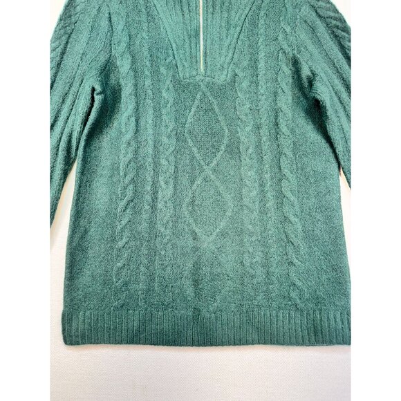Croft & Barrow 1/4 Zip Cable Knit Sweater Size S Green Stretch Soft - Picture 2 of 10